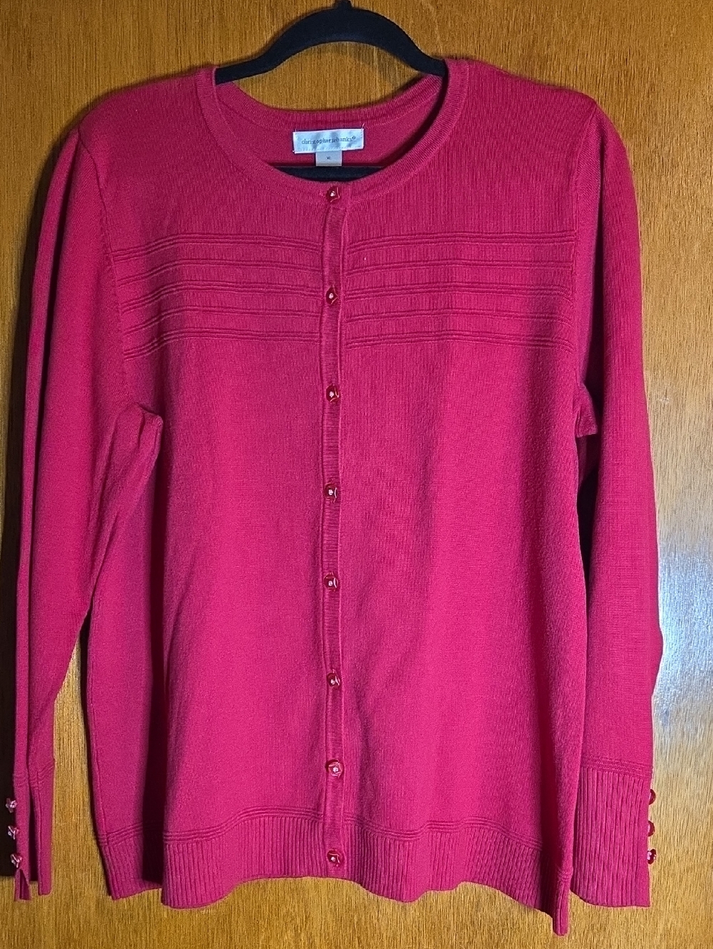 Christopher & Banks Deep Red Button-Front Knit Cardigan